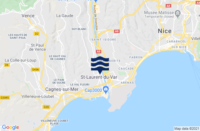 Karte der Gezeiten Saint-Laurent-du-Var, France