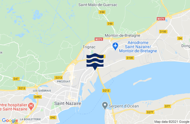 Karte der Gezeiten Saint-Malo-de-Guersac, France
