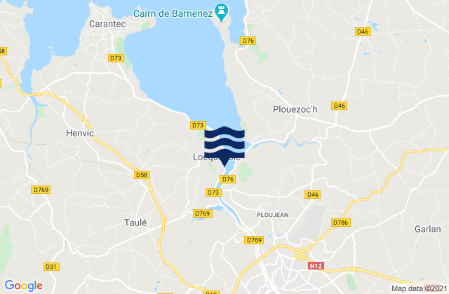 Karte der Gezeiten Saint-Martin-des-Champs, France