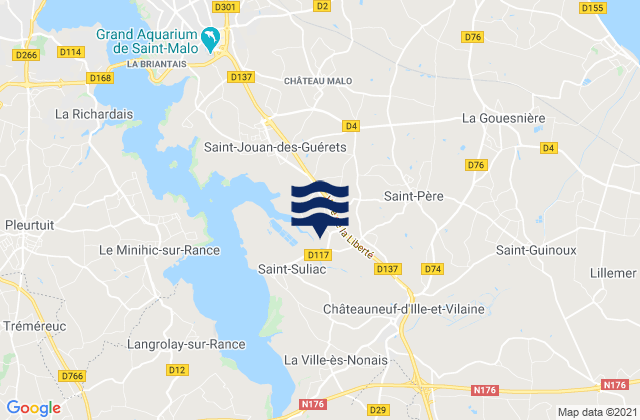 Karte der Gezeiten Saint-Père, France