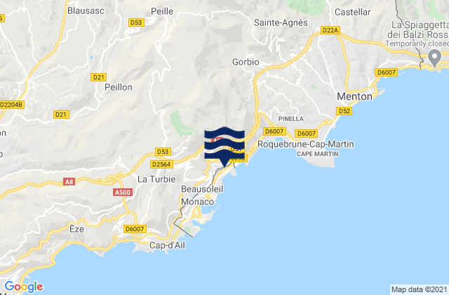 Karte der Gezeiten Saint-Roman, Monaco