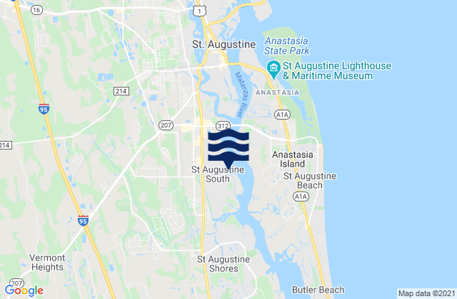 Karte der Gezeiten Saint Augustine South, United States