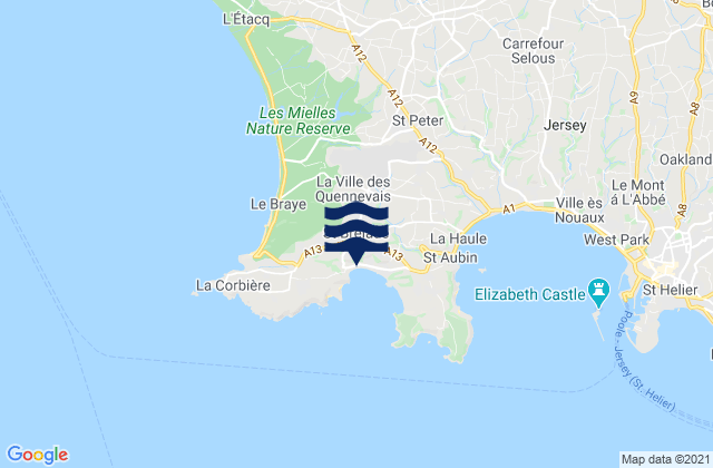 Karte der Gezeiten Saint Brelade, Jersey