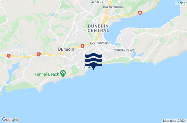 Karte der Gezeiten Saint Clair Beach, New Zealand