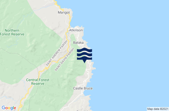 Karte der Gezeiten Saint David, Dominica