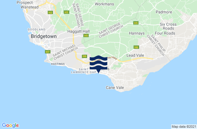 Karte der Gezeiten Saint George, Barbados