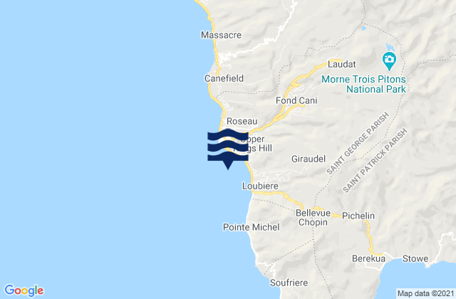 Karte der Gezeiten Saint George, Dominica