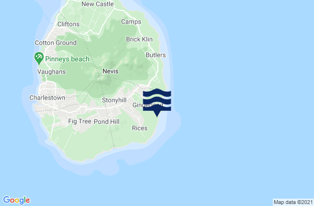 Karte der Gezeiten Saint George Gingerland, Saint Kitts and Nevis