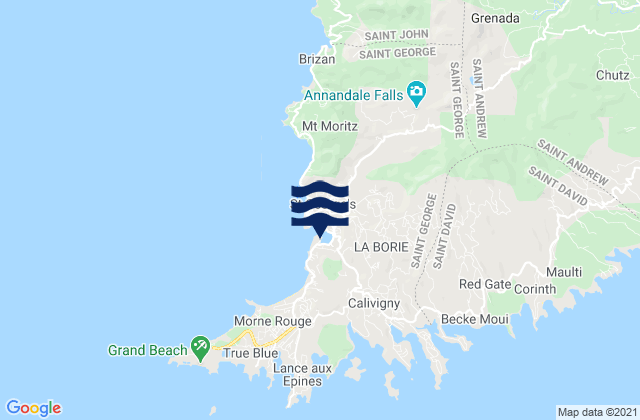 Karte der Gezeiten Saint George, Grenada