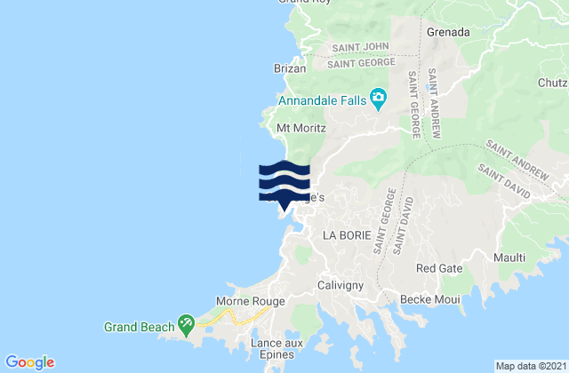 Karte der Gezeiten Saint George's, Grenada