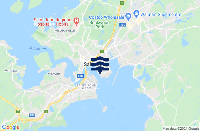 Karte der Gezeiten Saint John, Canada