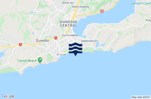 Karte der Gezeiten Saint Kilda Beach, New Zealand