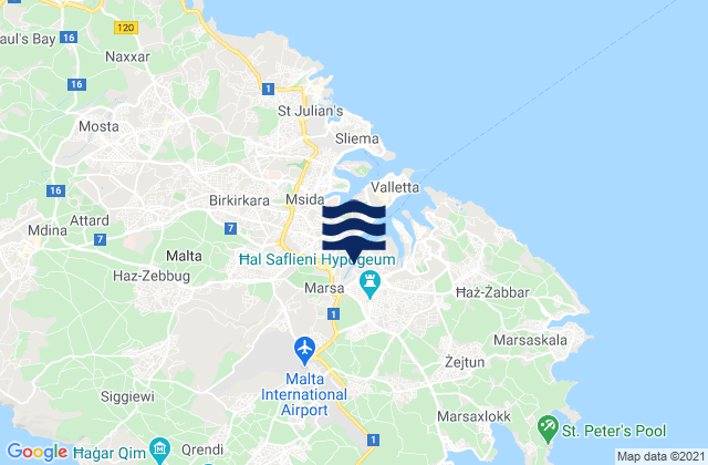 Karte der Gezeiten Saint Lucia, Malta