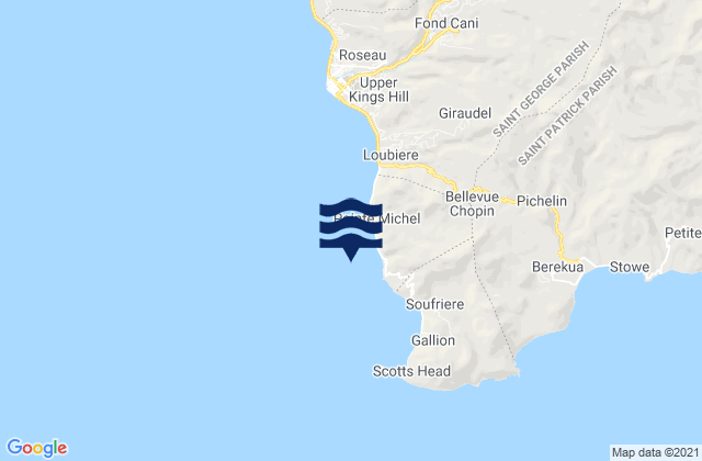 Karte der Gezeiten Saint Luke, Dominica