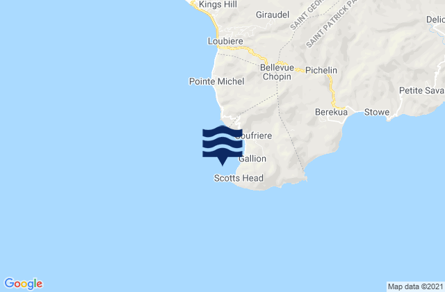 Karte der Gezeiten Saint Mark, Dominica