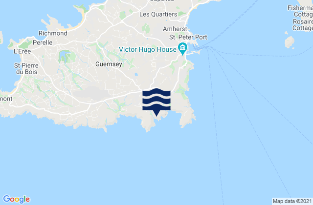 Karte der Gezeiten Saint Martin, Guernsey