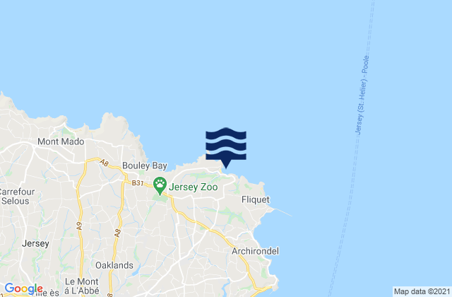 Karte der Gezeiten Saint Martin, Jersey