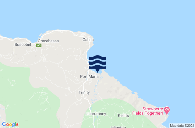 Karte der Gezeiten Saint Mary, Jamaica