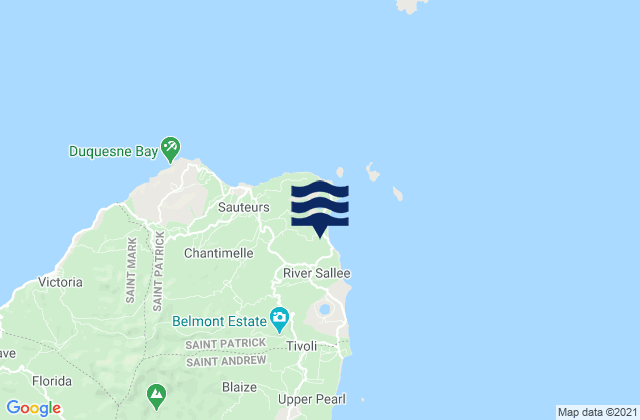 Karte der Gezeiten Saint Patrick, Grenada