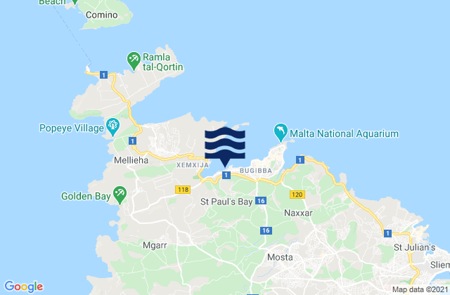 Karte der Gezeiten Saint Paul’s Bay, Malta