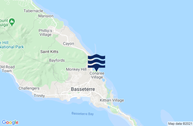 Karte der Gezeiten Saint Peter Basseterre, Saint Kitts and Nevis