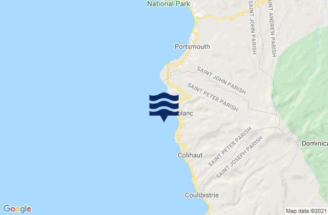 Karte der Gezeiten Saint Peter, Dominica