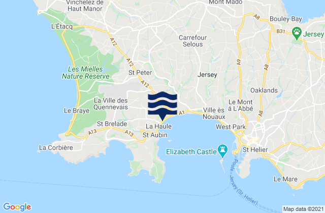 Karte der Gezeiten Saint Peter, Jersey