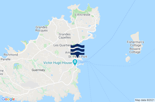 Karte der Gezeiten Saint Peter Port, Guernsey