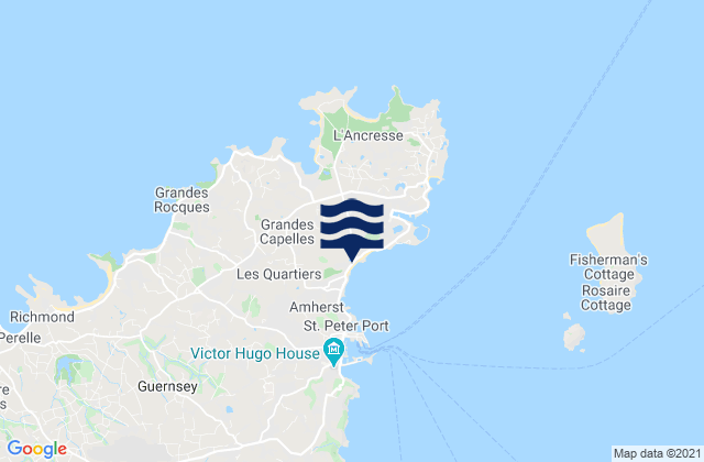 Karte der Gezeiten Saint Sampson, Guernsey