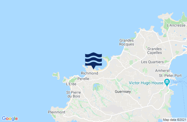 Karte der Gezeiten Saint Saviour, Guernsey