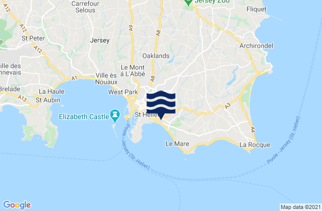 Karte der Gezeiten Saint Saviour, Jersey