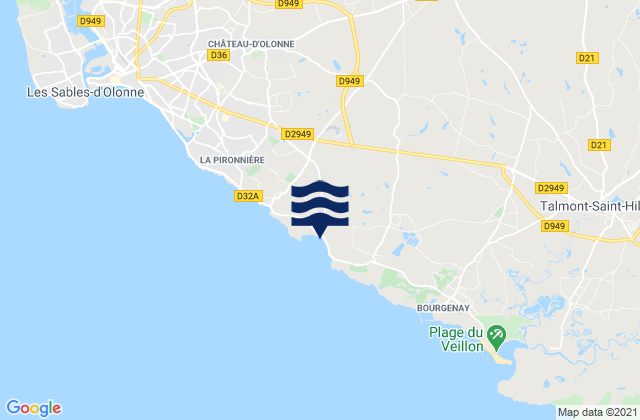 Karte der Gezeiten Sainte-Foy, France