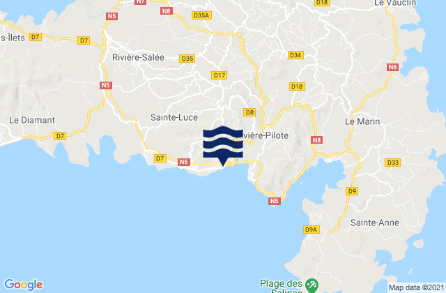 Karte der Gezeiten Sainte-Luce, Martinique