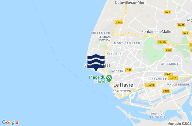 Karte der Gezeiten Sainte Adresse, France