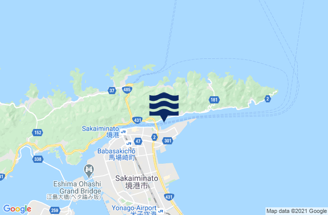 Karte der Gezeiten Sakai (Tottori), Japan