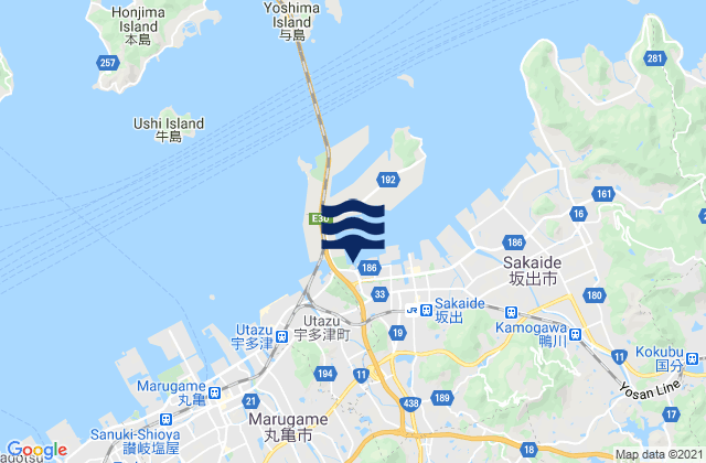 Karte der Gezeiten Sakaidechō, Japan