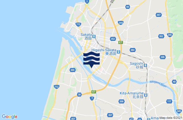 Karte der Gezeiten Sakata Shi, Japan