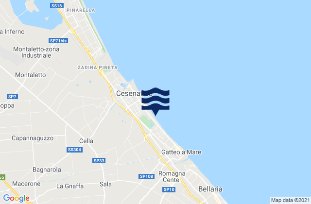 Karte der Gezeiten Sala, Italy