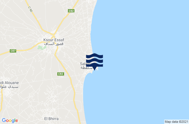 Karte der Gezeiten Salakta, Tunisia