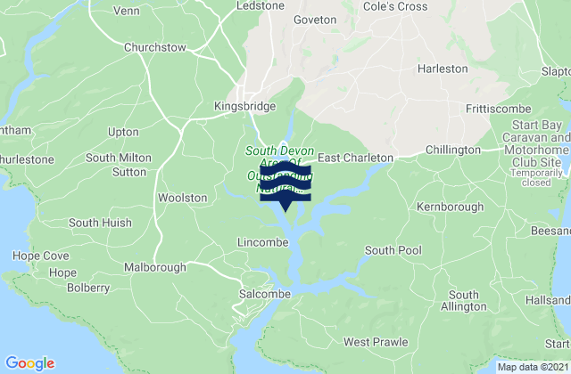 Karte der Gezeiten Salcombe and Kingsbridge Estuary, United Kingdom