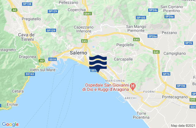 Karte der Gezeiten Salerno, Italy
