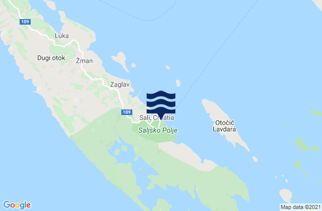 Karte der Gezeiten Sali, Croatia