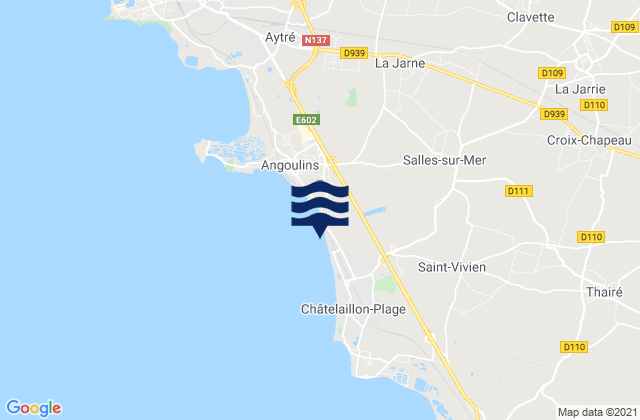 Karte der Gezeiten Salles-sur-Mer, France