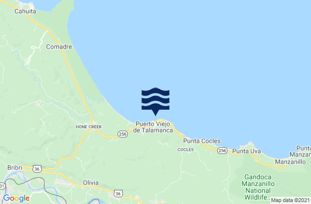 Karte der Gezeiten Salsa Brava, Costa Rica