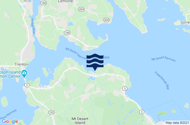 Karte der Gezeiten Salsbury Cove, United States
