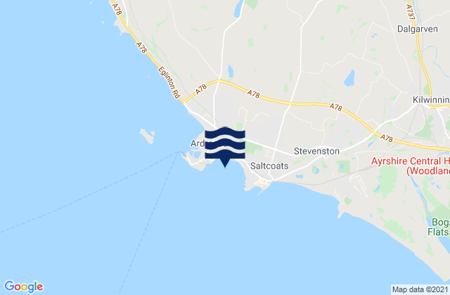 Karte der Gezeiten Saltcoats Beach, United Kingdom