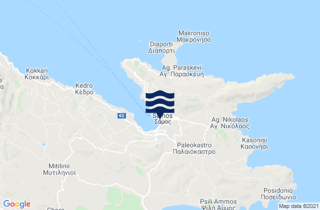 Karte der Gezeiten Samos, Greece