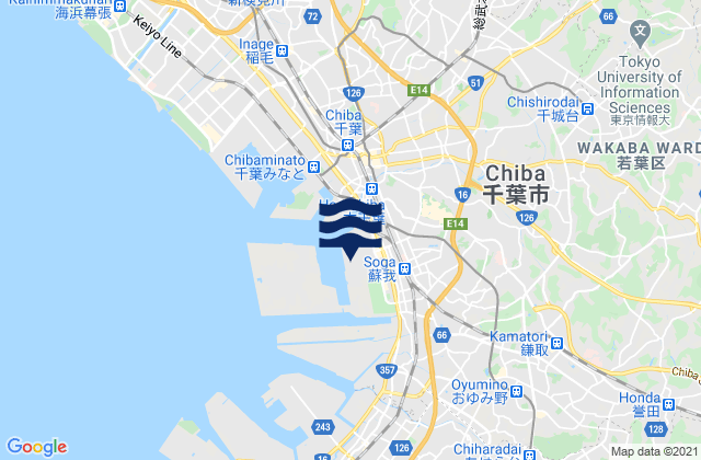 Karte der Gezeiten Samugawa, Japan
