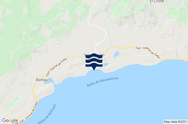 Karte der Gezeiten San Antonio Del Sur, Cuba
