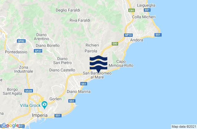 Karte der Gezeiten San Bartolomeo al Mare, Italy